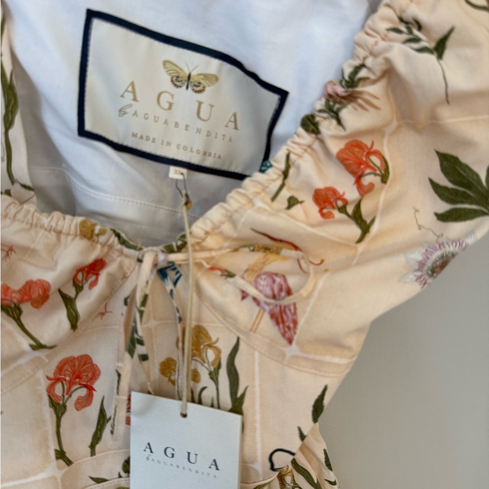 Agua by Agua Bendita Beige Floral Mini Dress - Picture 5 of 5